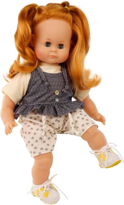 Schlummerle Pop - Knuffelpop Baby - Spelen en Knuffelen - Zachte Stoffen Body - 37 cm - Blauw Geel Beige