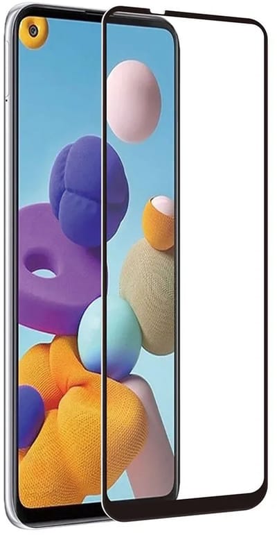 Muvit Samsung Galaxy A21s Gehard Glazen Schermbeschermer Transparant,Zwart
