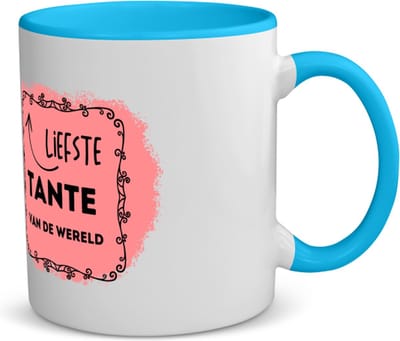 Akyol - liefste tante van de wereld koffiemok - theemok - blauw - Tante - de liefste tante - verjaardag - cadeautje voor tante - kado - geschenk - 350 ML inhoud