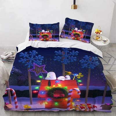Snoopy Kinder Microvezel Dekbedovertrekken 3-delig voor Tieners volwassene Dekbedovertrek Cartoon Comics Beddengoed met Rits cadeauhoes 210x210cm