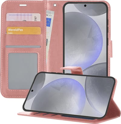 Hoesje - Geschikt voor Samsung Galaxy S24 - Luxe Bookcase - Walletcase Hoes - Portemonnee - Cover - Telefoonhoes - Rosé goud