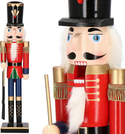 Springos Notenkraker Kerst | Houten Soldaat | Kerstversiering | Blauw/Rood/Goud/Zwart/Groen | 60 cm