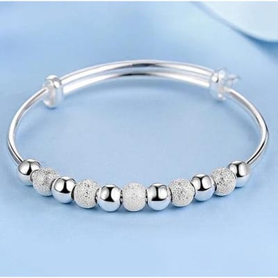 Verstelbare Maat 925 Zilveren Armband Manchet Dromenvanger Kwastje Veer Rond Kralen Bedel Armband Sieraden Voor Vrouwen Bruiloft gray