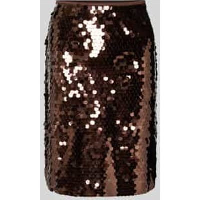 Knie-lange rok met all-over pailletten model 'Tacca'