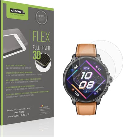 dipos FLEX – 2x Matte Screenprotector geschikt voor TAOLOON Smartwatch 1.43 Zoll | Volledige Schermbescherming | Case-Friendly