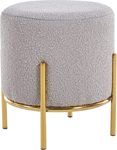 Poef Mia Taupe - Bouclé - Breedte 35 cm - Diepte 35 cm - Hoogte 38 cm