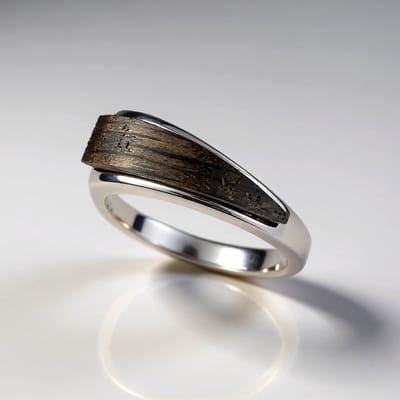 Cavill - Zilveren ring met Veeneik 0,66 ct - 925 Sterling Zilver - Elegant minimalistisch houten sieraad - Fancy slijpsel - Maat 17-19