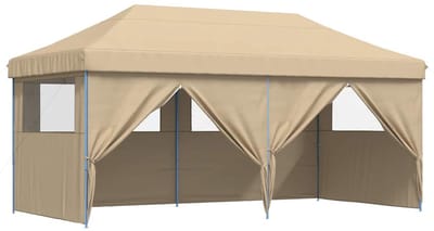Partytent opvouwbaar - Paviljoen - 3x6 - Easy up - Waterdicht - met Zijwanden - Weerbestendig - Beige
