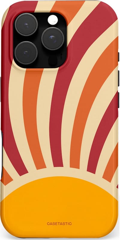 Casetastic hoesje geschikt voor Apple iPhone 16 Pro - MagSafe - Dubbellaagse bescherming - Retro zomer - Fashion Case - Beige Terracotta Okergeel Bordeaux