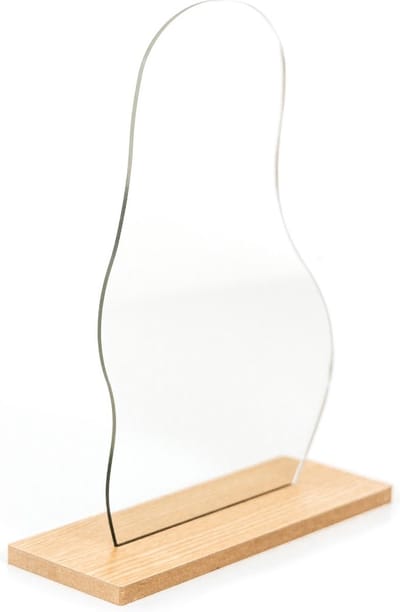 Oliva's - Spiegel - Organische vorm ovaal - Make-up spiegel - Tafelspiegel op bamboe voet -  24 cm