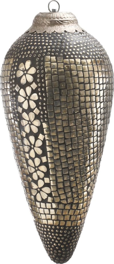 PTMD XXXL KERST Kegel 53 cm - PTMD Christmas mosaic bronze glass hanging cone XXXL