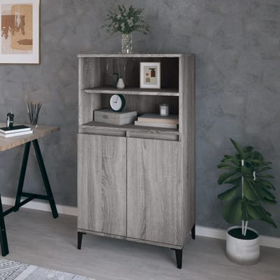 vidaXL - Hoge - kast - 60x36x110 - cm - bewerkt - hout - grijs - sonoma - eikenkleurig