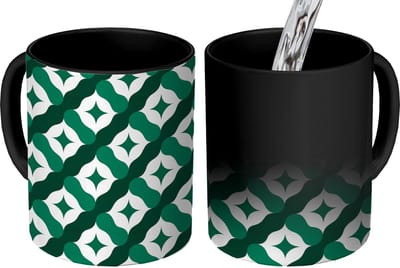 Magische Mok - Foto op Warmte Mokken - Koffiemok - Groen - Roze - Retro - Sterren - Magic Mok - Beker - 350 ML - Theemok