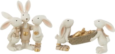 J-Line figuur Konijn Wortels + Knuffel - polyresin - mix - 2 stuks