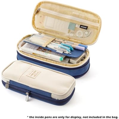 Kinderen studenten dubbelzijdig pennenzak etui speciale dubbele canvas zak opbergtas etui briefpapier schoolreiskoffer Bay beige