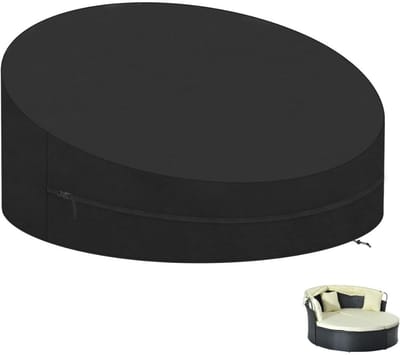 Famanu – Waterdichte hoes voor rond zonneeiland en rotan loungebed - duurzame outdoor tuinmeubelhoes Ø190 x 90/50 cm