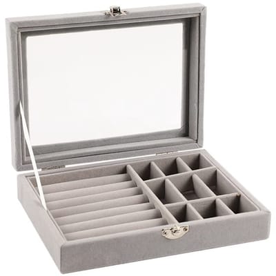 Velvet Sieradenbox voor Ringen, Oorbellen en Kettingen - Organiser met Deksel voor Vrouwen en Meisjes