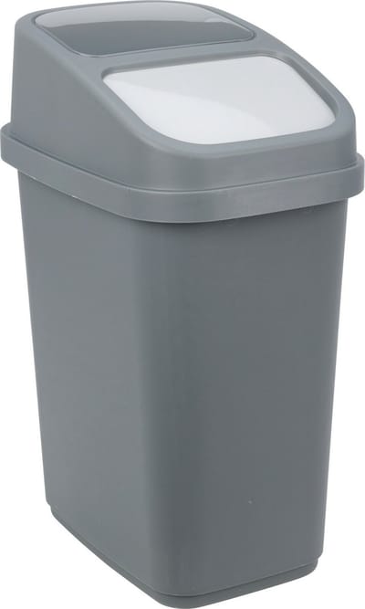 Excellent Houseware GFT aanrecht afvalbakje - donkergrijs - 5L - afsluitbaar - 15 x 21 x 31 cm - klepje- afval scheiden