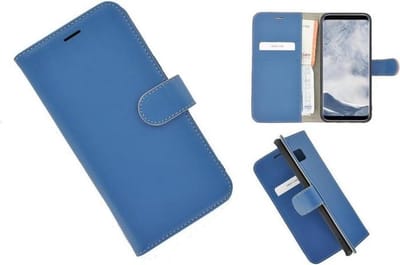 Samsung Galaxy S8 Plus hoesje - Bookcase - Portemonnee Hoes Echt leer Wallet case Blauw