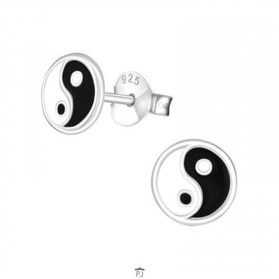 Zilveren oorbellen - oorstekers - yin yang stijl - nikkelvrij