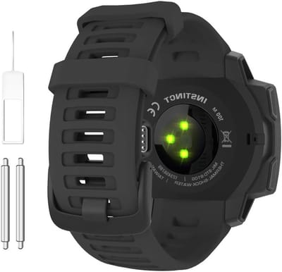 Zachte silicone sport vervangband voor Garmin Instinct GPS smartwatch, 22mm, zwart, comfortabel en duurzaam