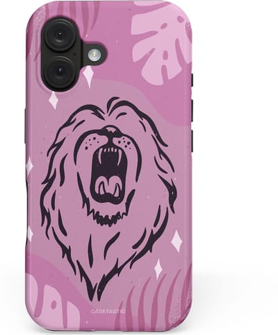 Casetastic hoesje geschikt voor Apple iPhone 16 - MagSafe - Dubbellaagse bescherming - Trots en vurig - Fashion Case - Lila Lichtroze Donkergrijs