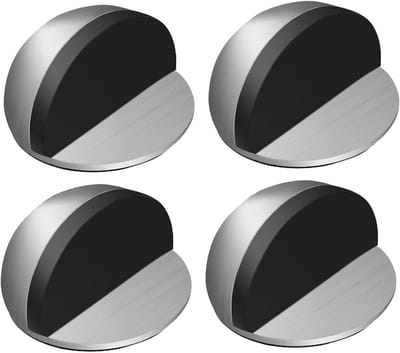 Set van 4 Zelfklevende Deurstoppers van RVS en Rubber, Vloerbevestigde Deurstoppers voor Wandbescherming, Ideaal voor Thuis en Kantoor
