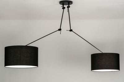 Lumidora Hanglamp 30764 - BROOKLYN - 2 Lichts - E27 - Zwart - Metaal