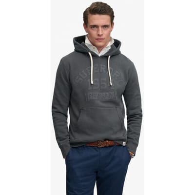 Superdry Tonal Applique Hoodie Relaxed Pasvorm Dark Grey Grootte: S