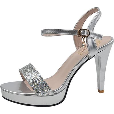 Gouden Zilveren Glitter Hoge Hak Sandalen voor Dames Zomer Platform Enkelband Pumps Vrouw Stiletto Hak Sexy Feest Schoenen 40
