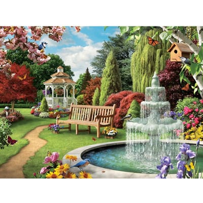 5D DIY Diamant Schilderij  Landschappelijke tuin  Diamant Borduren Kruissteek Mozaïek Home Decor Geschenken 20X30CM beige