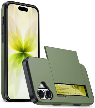 Hoesje Geschikt voor iPhone 17 Hoesje Case Pashouder Hard Cover - Hoes Geschikt voor iPhone 17 Hoesje Met Kaarthouder - Donkergroen