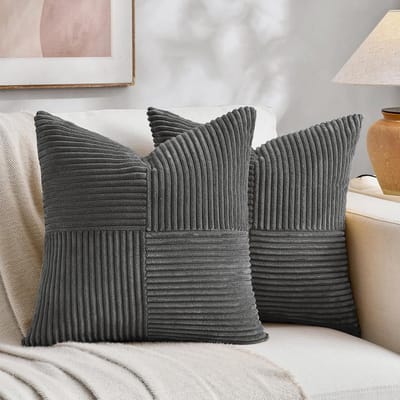Set van 2 Boho Corduroy Kussenslopen 80x80 cm met Kruispatroon - Zacht en Decoratief