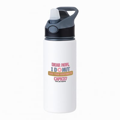 Hacebo® - Dear mom I donut waterfles met rietje zwart - Moeder - mama - verjaardagscadeau - verjaardag - cadeau voor mama - cadeau - kado - geschenk - gift - mama artikelen - moederdag - water fles - 650ML