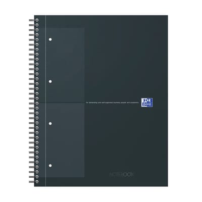 Oxford International notebook A4+ geruit 5mm 4 gaats 80 vel stevige kartonnen kaft 30 jaar zwart