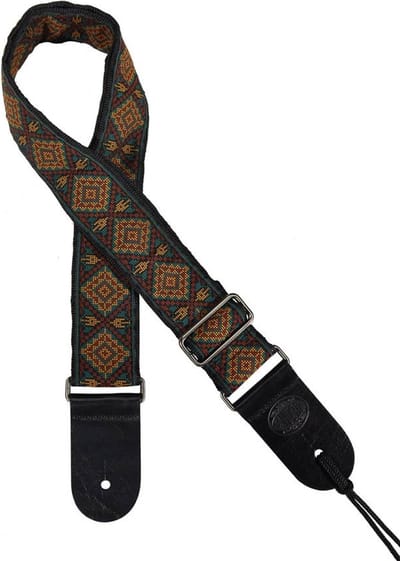 Gitaarband - Gaucho GST-184-10 - Traditional Series - Jacquard weefsel - Leren slips - Meerkleurig