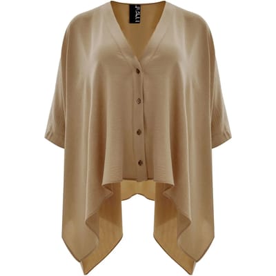 V-halsblouse in crêpe met dalende zijkanten dames Mat Fashion Airwashed