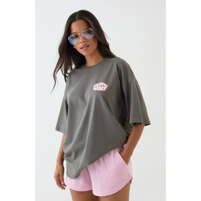 Dames Dsgn Studio Sport Bubble Print Oversized T-shirt | Houtskool | Maat: XS