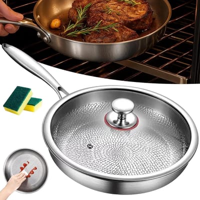 Titanium koekenpan - Krasbestendig kookgerei - Veelzijdig koken - Snelle warmteverdeling - 22 cm - Grijs