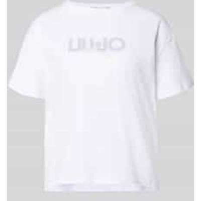 T-shirt met labelstitching en met siersteentjes