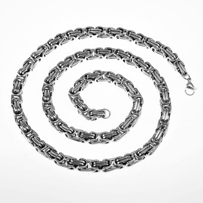 8mm Vierkante Koningsketting Heren - Stalen Zilverkleur - Schakelketting