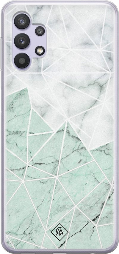 Casimoda® hoesje - Geschikt voor Samsung A32 5G - Marmer Mint Mix - Backcover - Siliconen/TPU - Mint