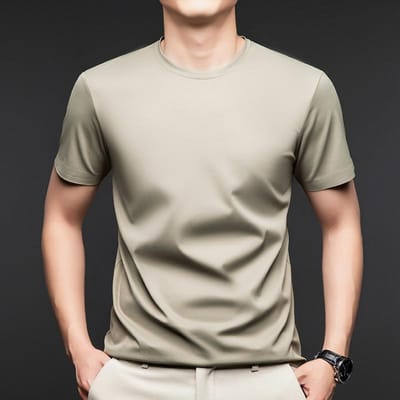 Zomer Nieuwe Moerbei Zijde Heren Mid-sleeve T-shirt Katoen Ronde Hals Half-sleeve Anti-ijs Zijde Jonge Heren T-shirt Poloshirt voor Heren M white