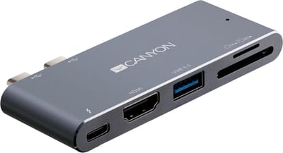 Canyon DS-5 Serie - 5 in 1 USB Hub - Thunderbolt 3 - 4K - Grijs