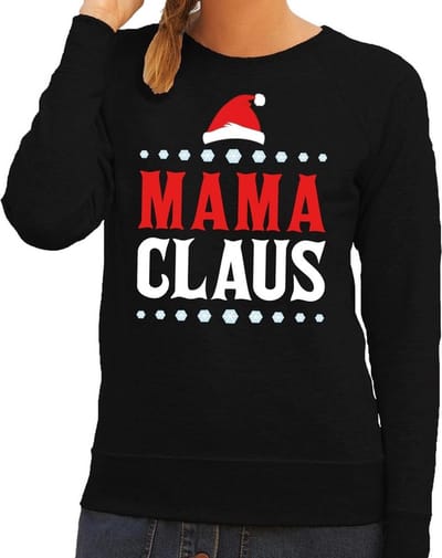 Bellatio Decorations Kersttrui / sweater voor dames - Mama Claus - zwart - Kerstfeest / party XS