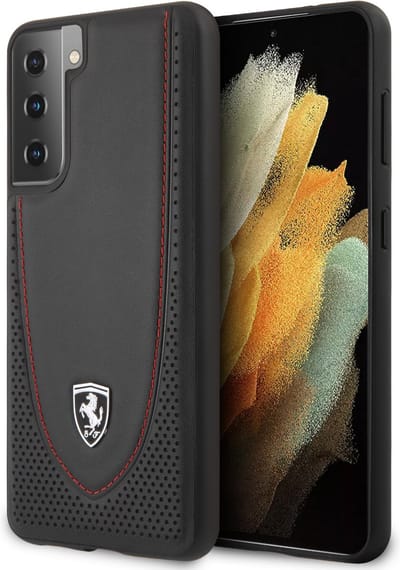 Zwart hoesje Ferrari - Backcover - Samsung Galaxy S21 - Off Track Stitch Line