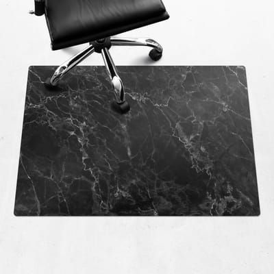 Wallfluent - Vloerbeschermer Marmeren Aderen - 100x70 cm - Zwart Bureaustoelmat - Rechthoekig - Vloerbeschermer Harde Vloer-Stoel Mat-Werkplekdecoraties - Organisch marmerpatroon