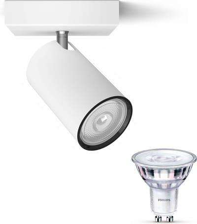 Philips Kosipo Opbouwspot (Wit) - Warmwit Licht - Wandspot of Plafondspot met 1 Lichtpunt - GU10 - SceneSwitch - Eenvoudig Dimbaar met Je Klassieke Schakelaar