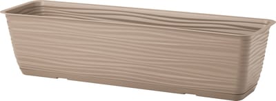 Form Plastic Plantenbak Balustrade - kunststof - beige - L40 x B17 x H14 cm - met opvang schotel - rechthoek - balkon bakken - bloembakken