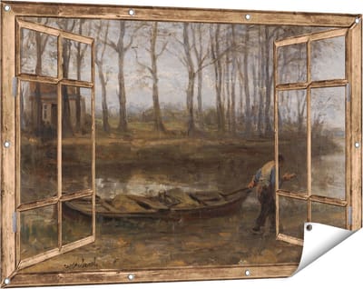 Gards Tuinposter Doorkijk De Zandschipper - Jozef Israëls - 120x80 cm - Tuindoek - Tuindecoratie - Wanddecoratie buiten - Tuinschilderij